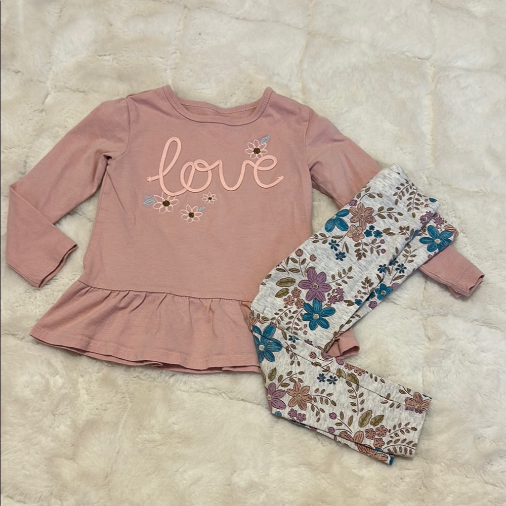 2 Carter's outfits—long sleeve shirts with leggings